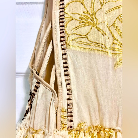 Urban Outfitters Silk, Gold Metallic and Beaded fairy core ballet-core dress - Picture 9 of 16